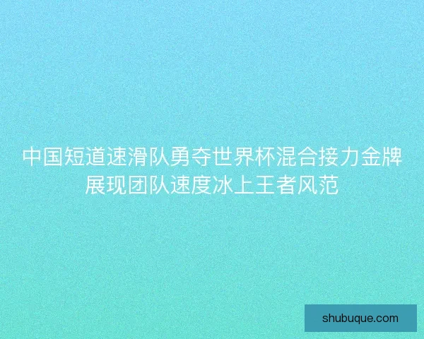 中国短道速滑队勇夺世界杯混合接力金牌展现团队速度冰上王者风范